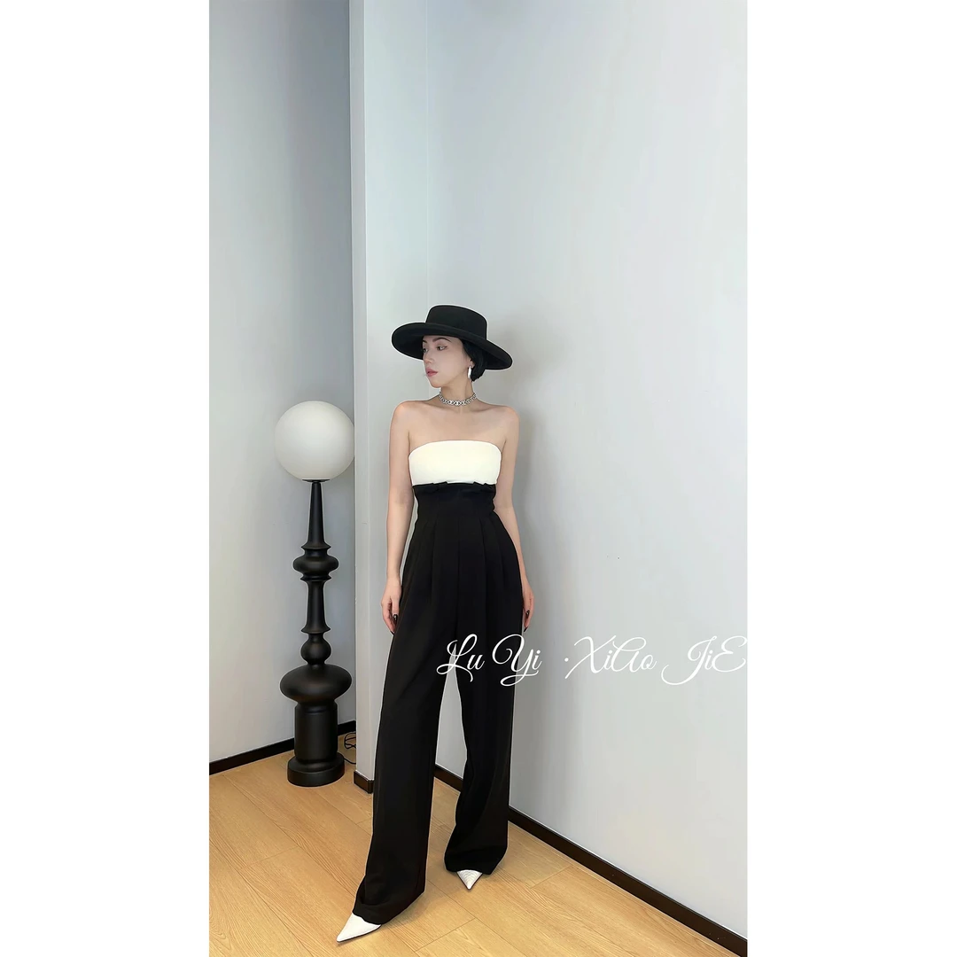 LYXJ春夏款抹胸拼色连体裤200280