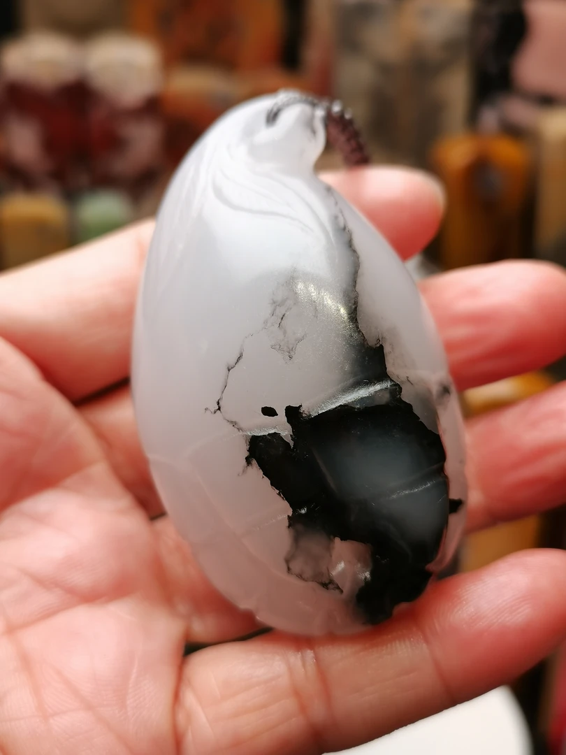 云南石水墨冻手把件116克