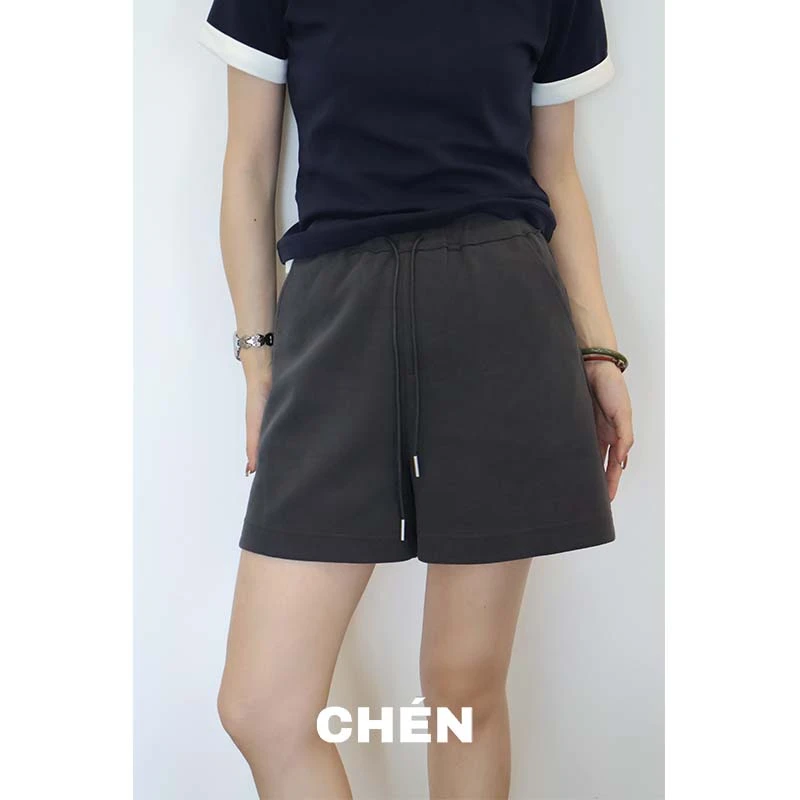 【乌云裤】晨总自制遮胯显瘦抽绳休闲百搭夏季运动灰色短裤女