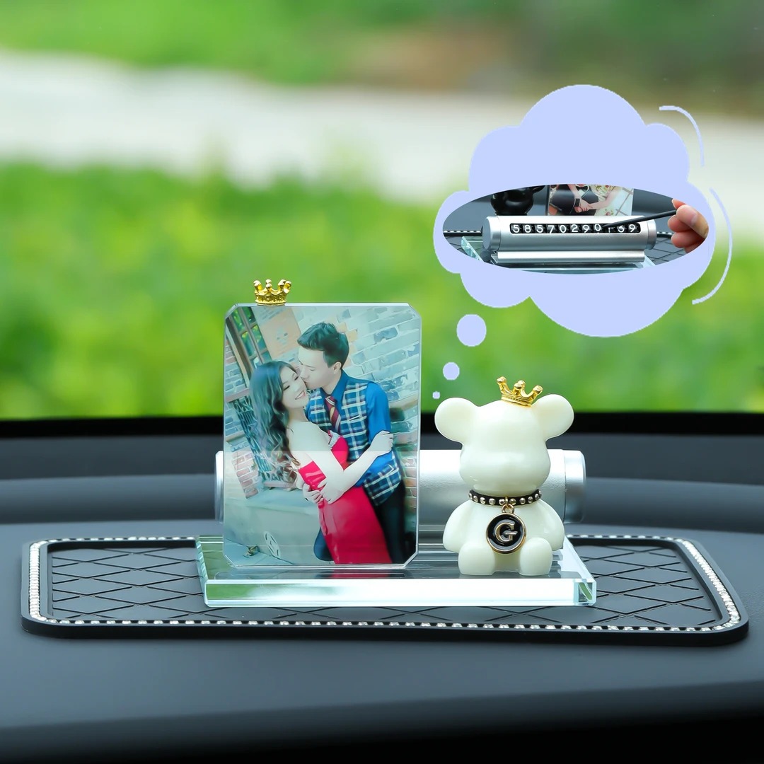 个性定制照片汽车水晶摆件多功能停车号码牌挪车电话号码牌车饰品