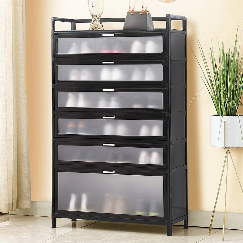 鞋柜门口家用落地多层鞋架带门大容量防晒防水铝合金入户收纳鞋柜