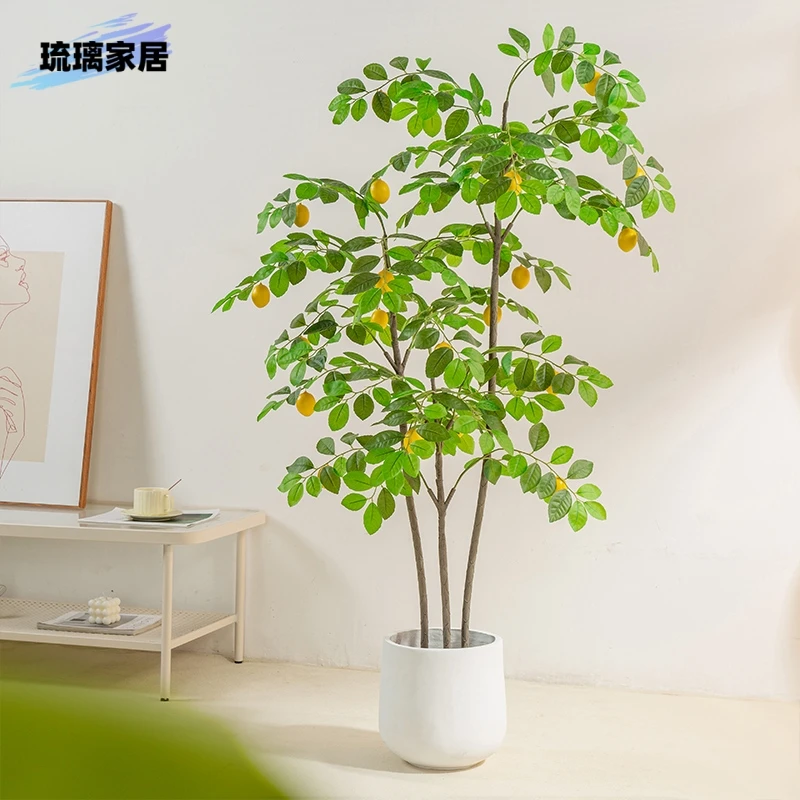仿真柠檬树盆栽美观家居摆件仿生绿植北欧高端轻奢装饰落地假植物
