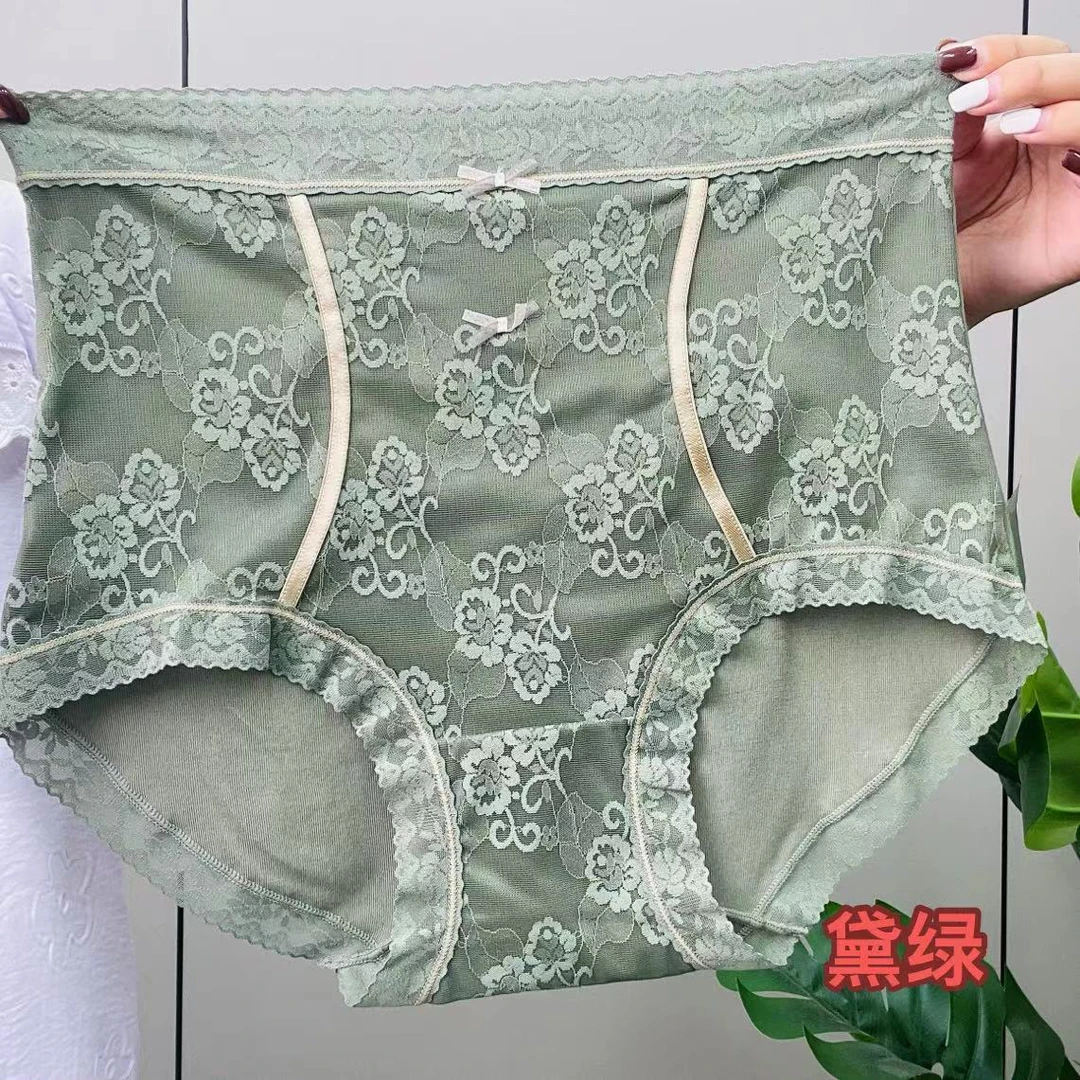 提花棉感蕾丝包臀舒适透气爆款女士内裤一组3条装（120~200斤）