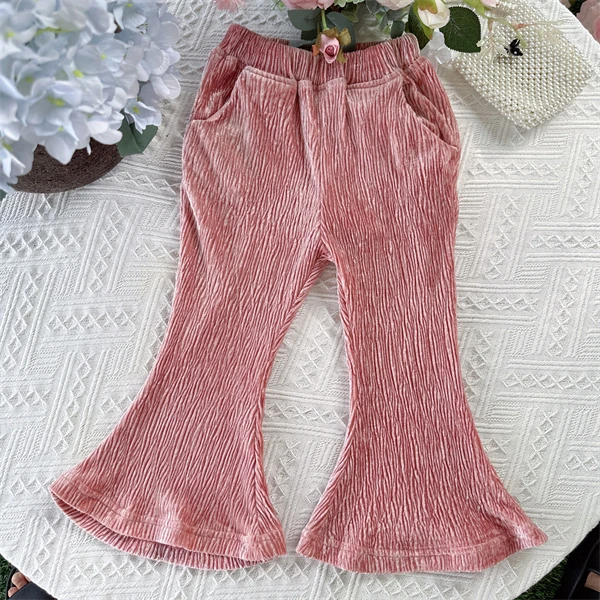 TC.KIDS#39450秋季新款2023品牌女童压褶长裤喇叭裤