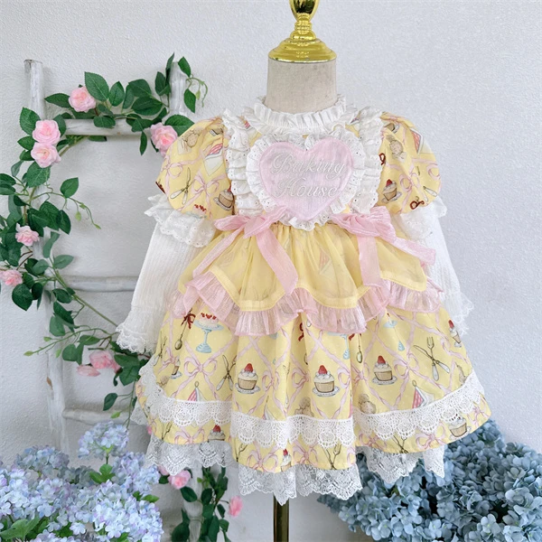 TC.KIDS#39099品牌女童2023秋季新款长袖洛丽塔爱心蝴蝶公主裙