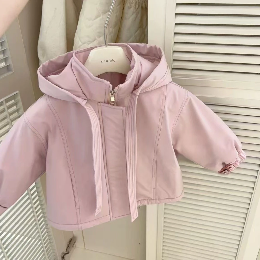 女童加绒夹棉棉衣外套2024新款洋气女宝宝加厚派克服儿童