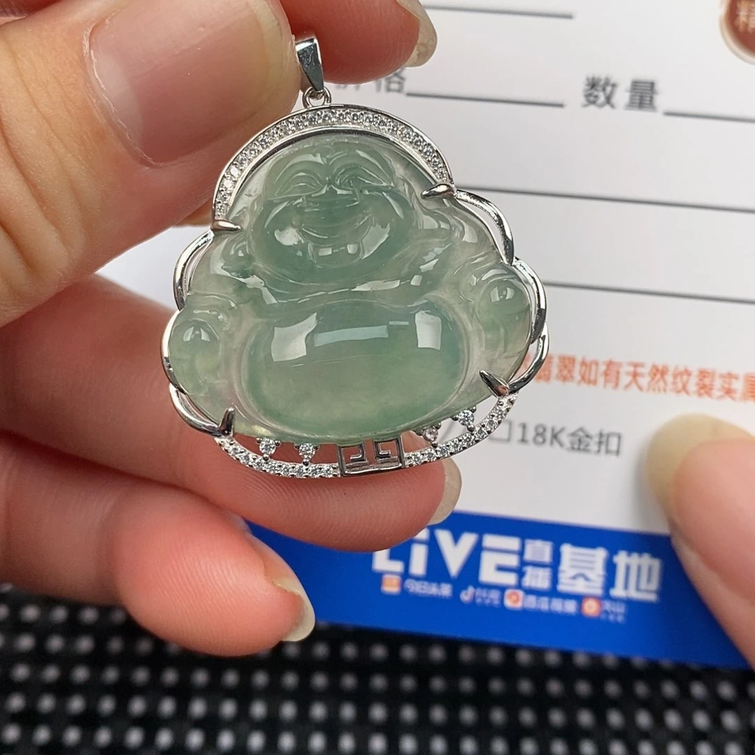 翡翠颈饰银S925镶嵌吊坠