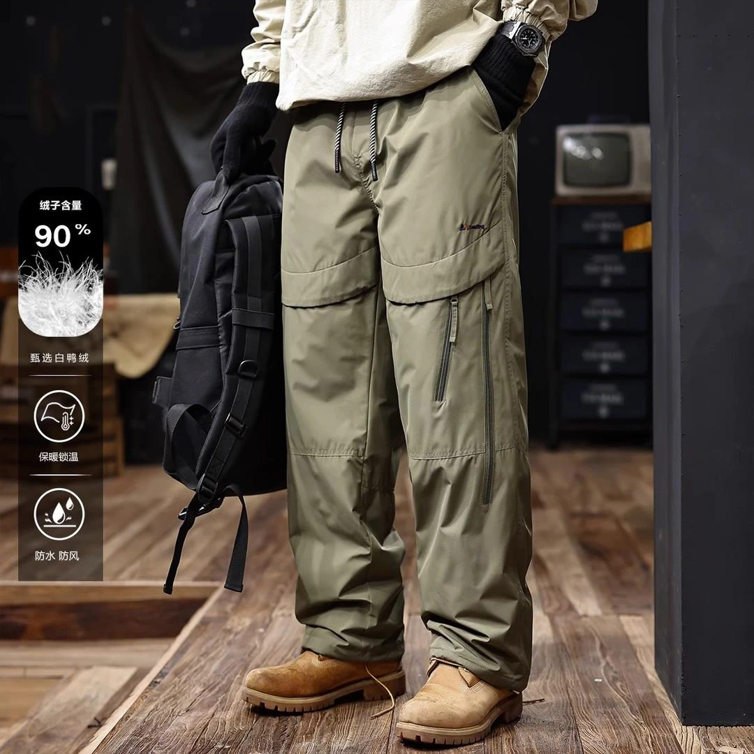 90白鸭绒户外极寒保暖工装羽绒裤男冬季加厚冲锋滑雪裤子休闲裤子