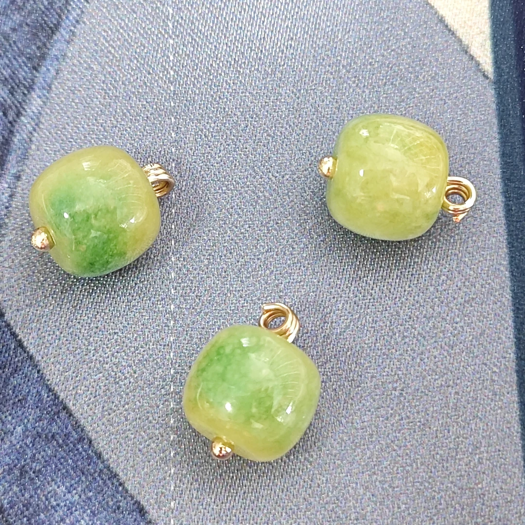 10mm天然石黄绿渐变纽扣新中式国风旗袍马甲宋锦高端定制扣