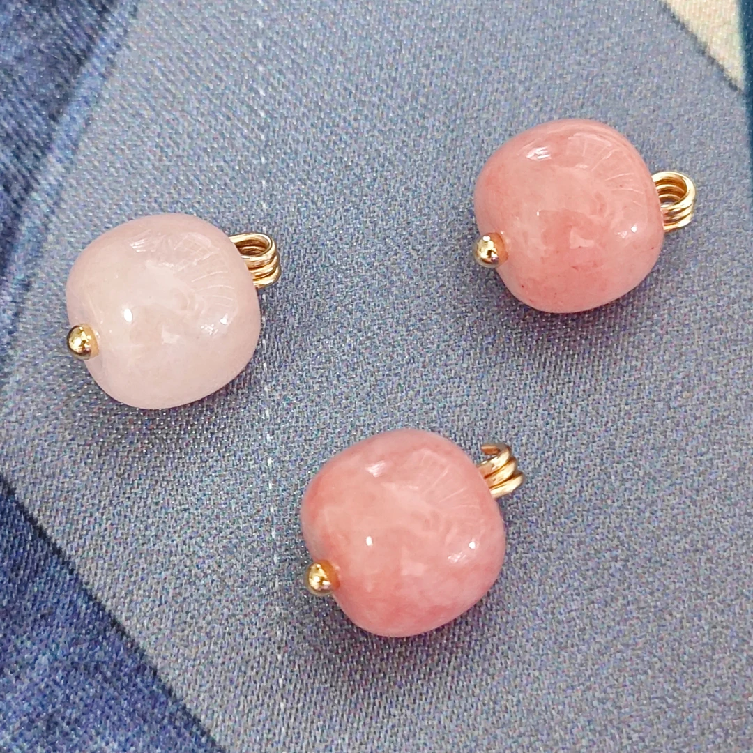 10mm天然石橘粉渐变纽扣新中式国风旗袍马甲宋锦高端定制扣