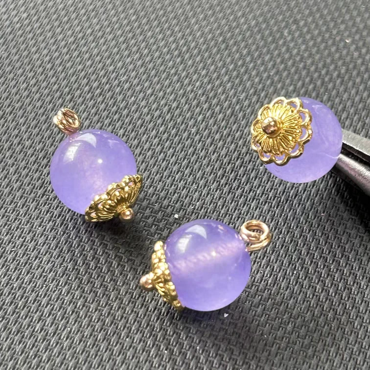 10mm天然石紫色圆珠纽扣新中式国风旗袍马甲宋锦高端定制扣