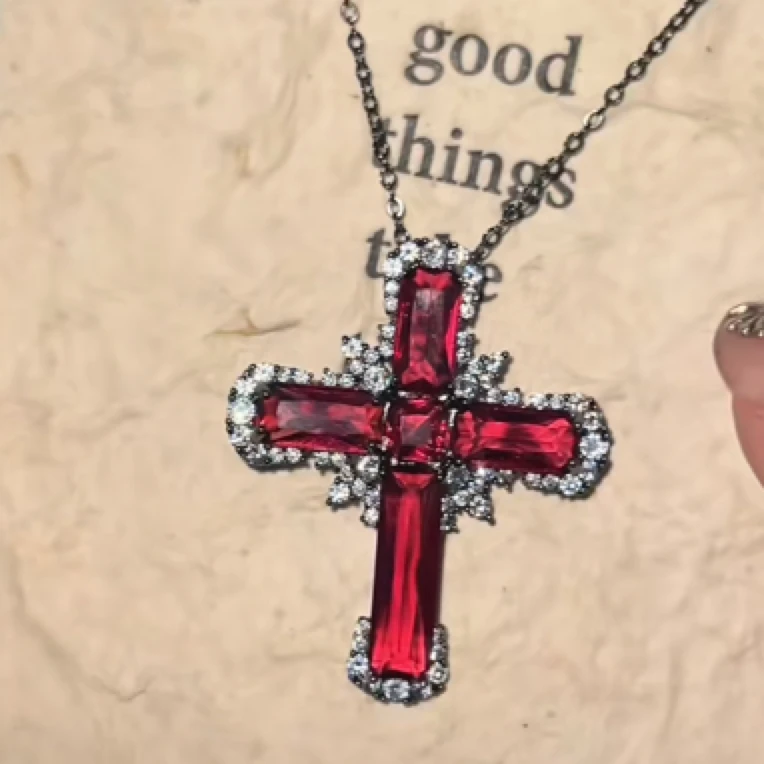 铜合金项链 红十字项链毛衣链秋冬新品