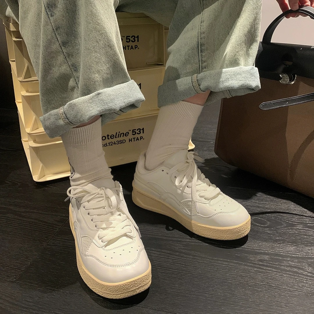首尔高校生～春季新款小众厚底奶油百搭韩版运动休闲小白板鞋 2388