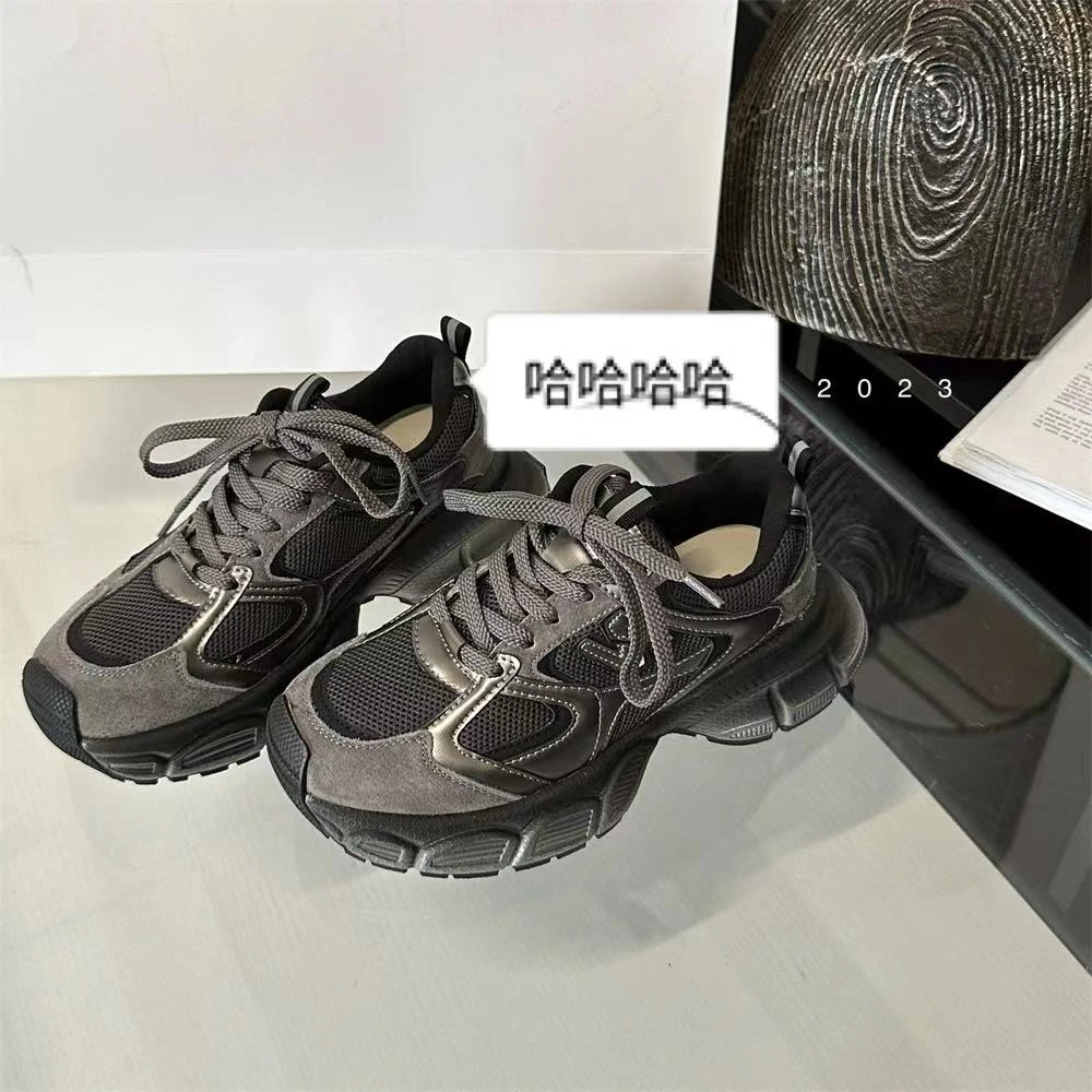 沙丘废土风色老爹鞋女ins超火网红百搭银灰色厚底休闲运动鞋 8509
