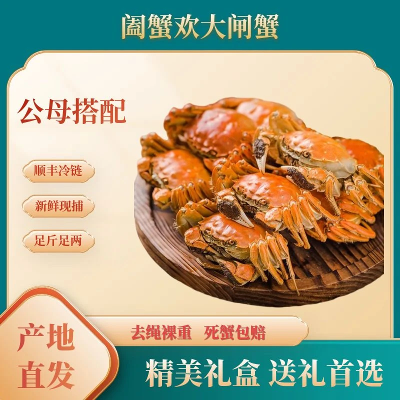 【活蟹公母】公母4.3-4.0两鲜活大闸蟹 4对8只-5对10只顺丰包邮E