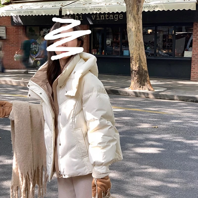 大码女装2024新款元气撞色短款上衣拼色棉服休闲撞色外套MF601