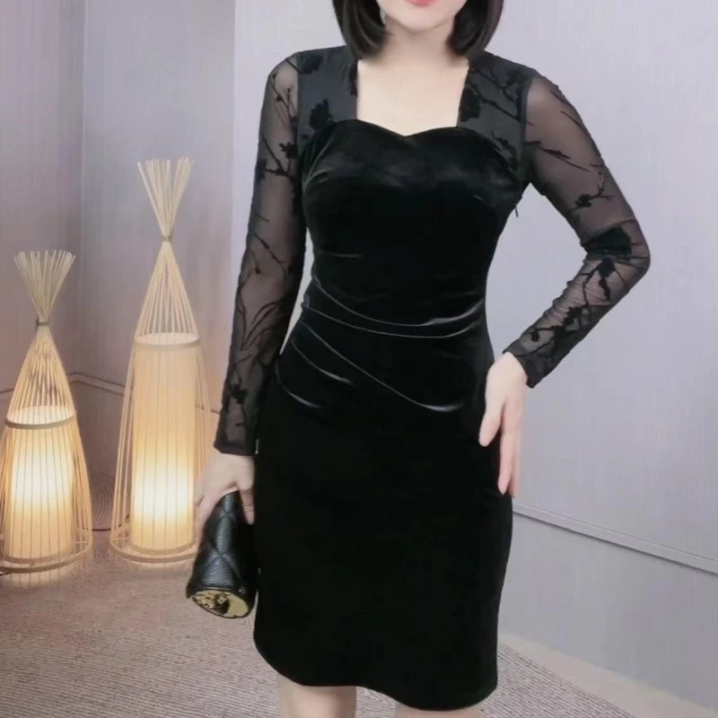 气质显瘦连衣裙拼接修身时尚收腰Q19675显高洋气收腰