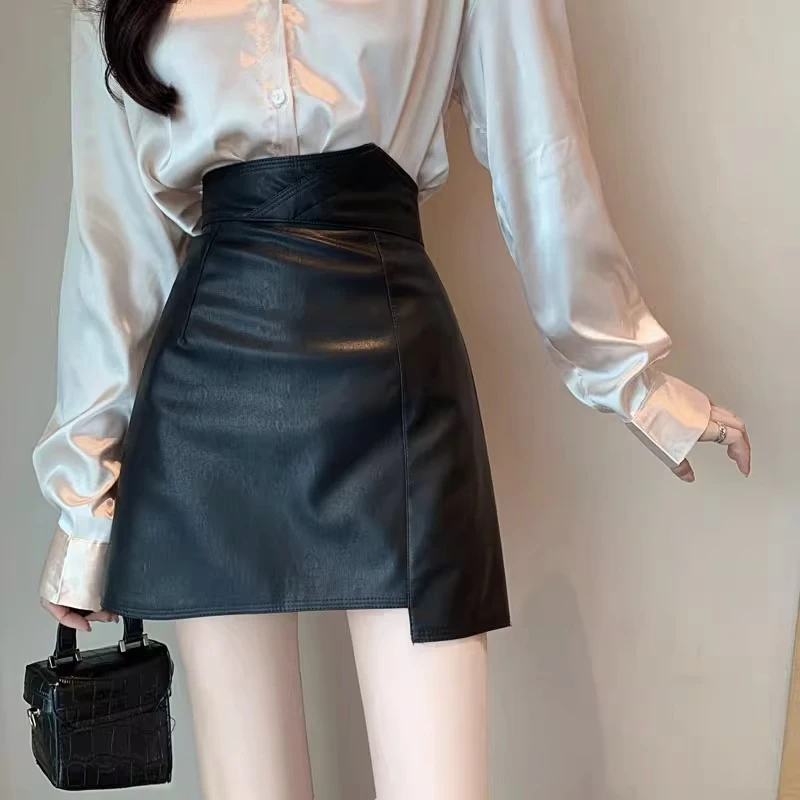 美式辣妹黑色设计感PU皮裙2025春夏百搭显瘦半身裙设计感约会短裙