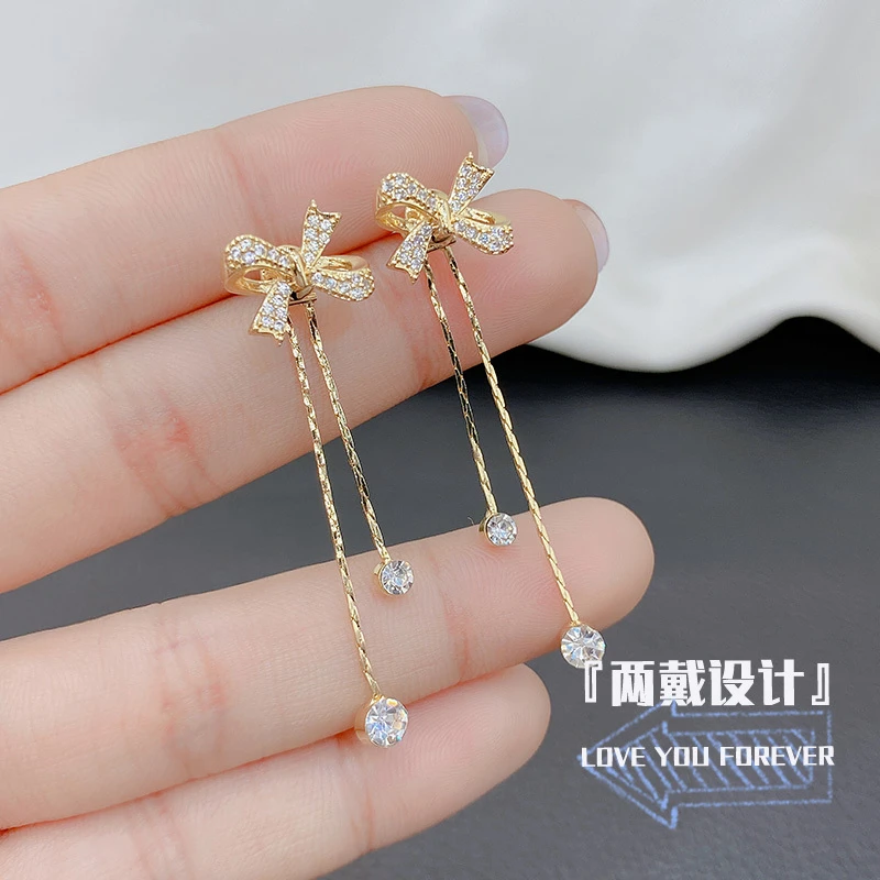 蝴蝶结两戴耳环女长款个性耳坠时尚耳饰潮A962