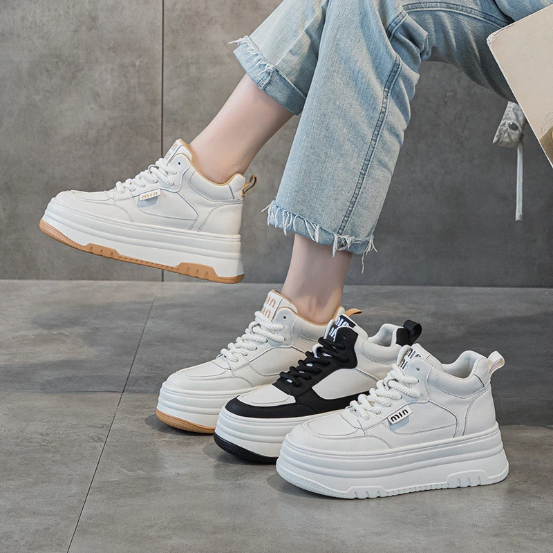 厚底内增高小白鞋女2025新款夏季网面透气女鞋轻便百搭软底松糕鞋