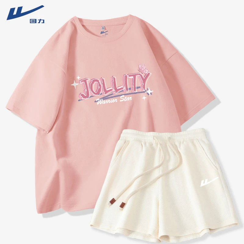 【洋气衣服女】回力小众炸街高级感女装宽松t恤短袖短裤气质两件套