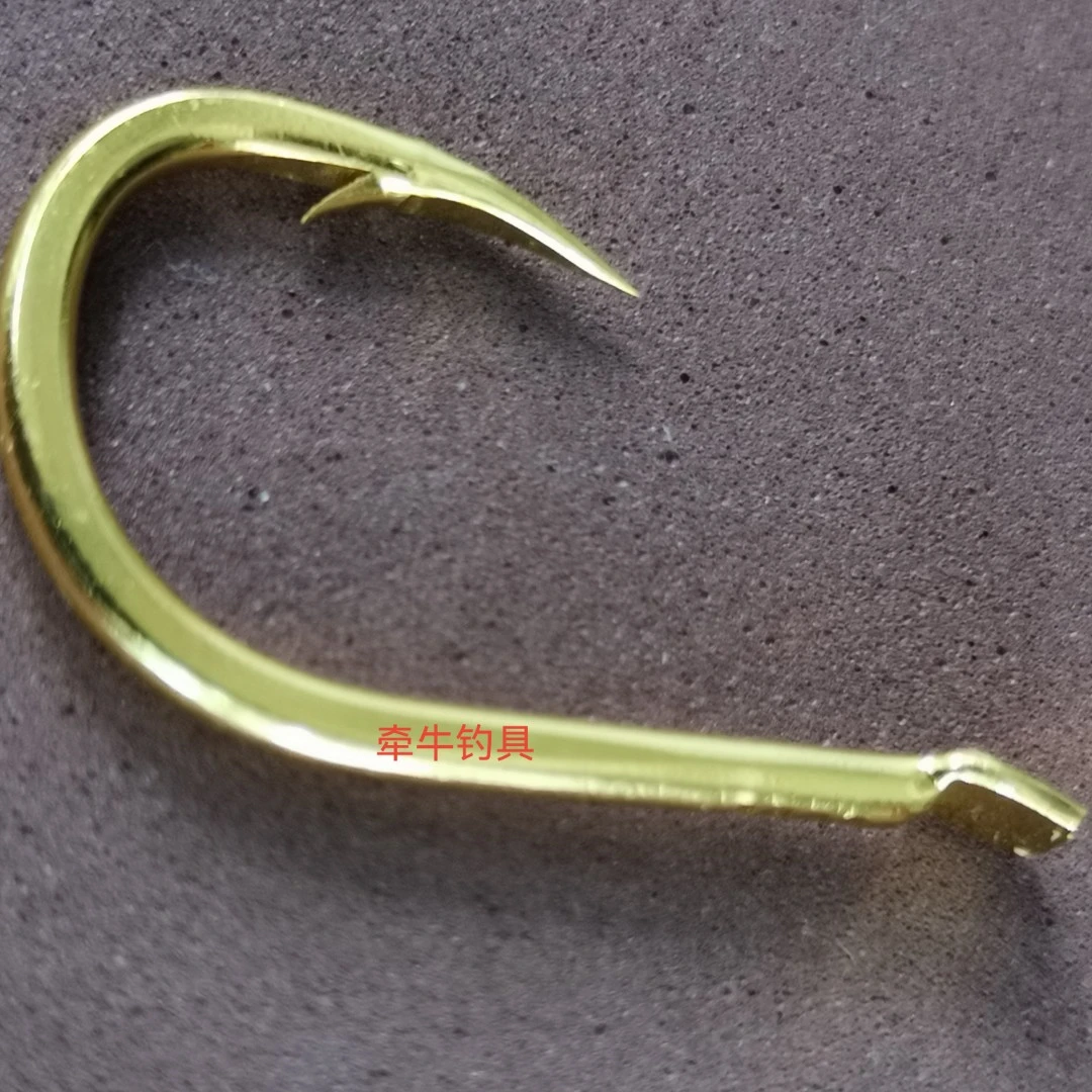 大物钩巨物钩钓标鱼鱼钩强力鱼钩有倒刺双线槽标鱼红标金钩钩条