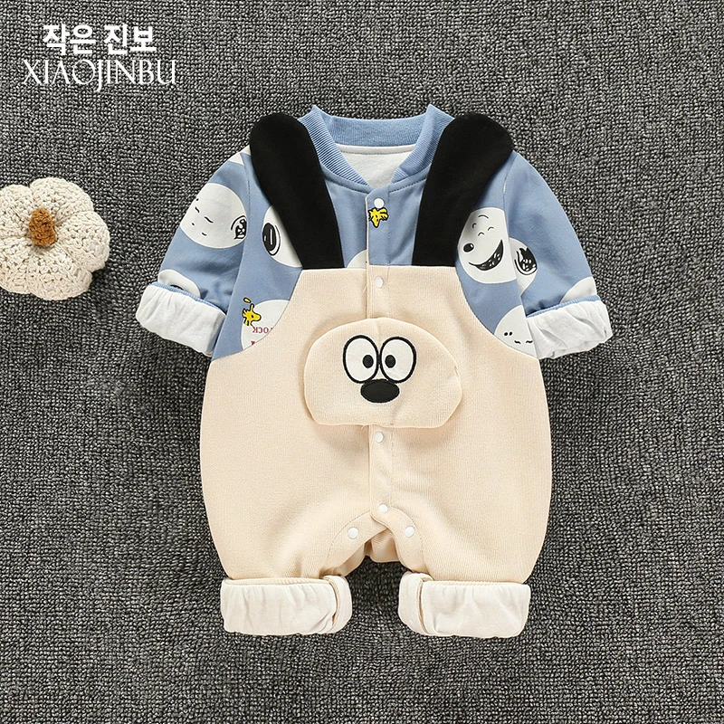 0一1岁男宝宝春装超萌衣服婴儿春秋款连体衣外出韩版可爱哈衣爬服