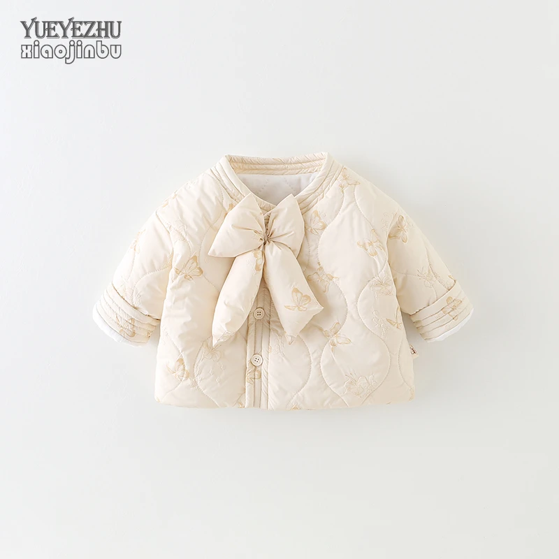 婴幼儿棉服外套秋冬宝宝保暖衣服冬季公主洋气蝴蝶结棉袄儿童棉衣