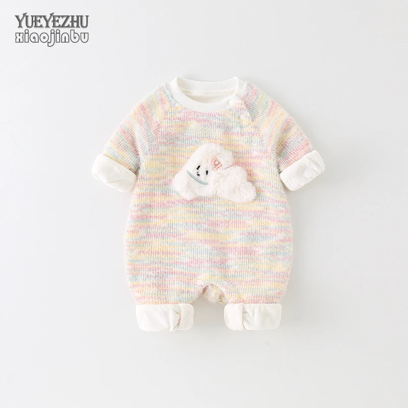 婴儿秋装薄绒连体衣女宝宝衣服秋季可爱超萌洋气哈衣爬服新生儿