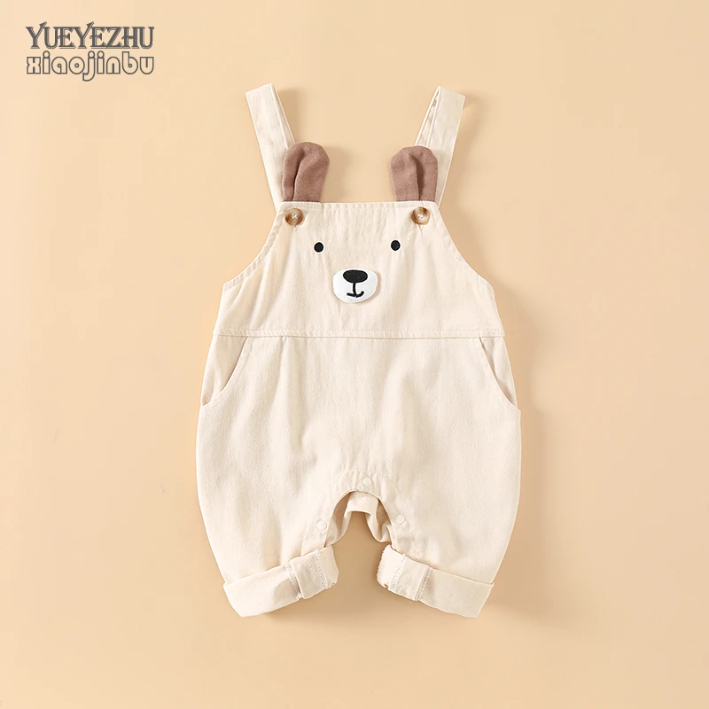 婴儿秋季小熊背带裤宝宝无袖连体裤秋装韩版百搭连身裤外穿新生儿