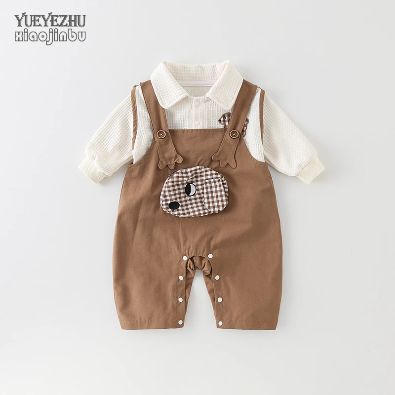 男宝宝衣服套装秋装婴儿春秋长袖韩版套头卫衣背带裤婴幼儿两件套