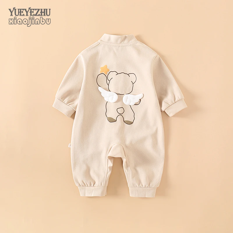 婴儿长袖连体衣秋装薄款男宝宝衣服秋季韩版洋气超萌网红哈衣外出
