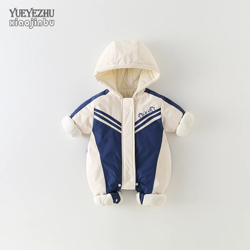 婴儿保暖衣服秋冬加厚冲锋衣外套男宝宝冬装防风连体衣外出抱衣潮