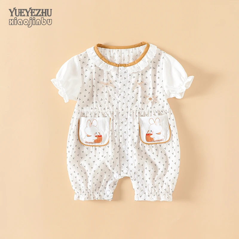 韩版婴儿衣服夏款女宝宝连体衣夏季薄款可爱洋气新生儿哈衣外出穿