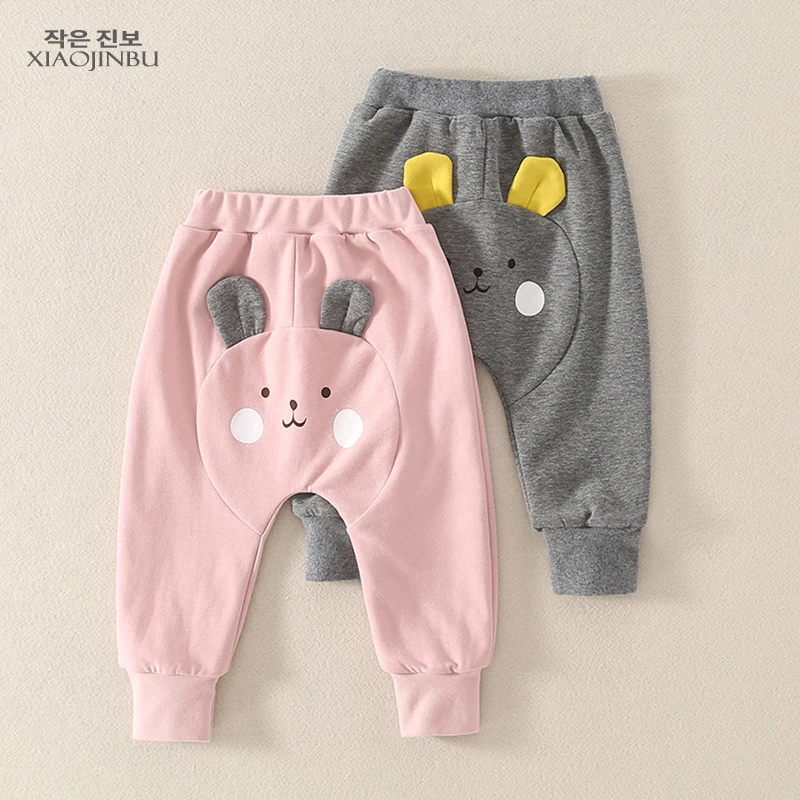 0-2岁1婴儿裤子春秋外穿宝宝大PP裤婴幼儿高腰护肚裤可爱小熊长裤