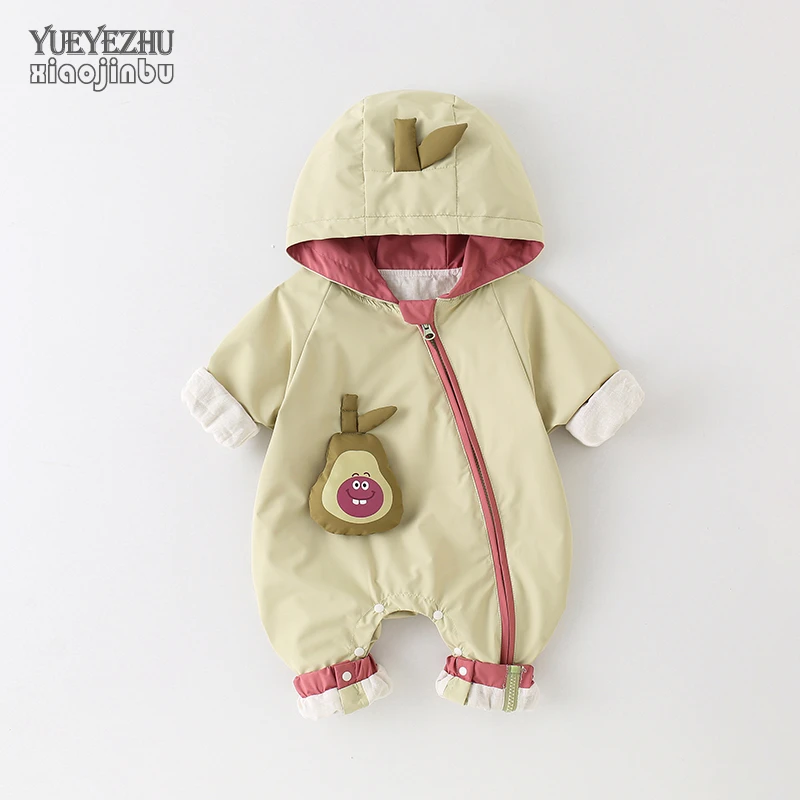 婴儿衣服秋装连帽外套男女宝宝冲锋衣连体衣秋季韩版洋气外出爬服