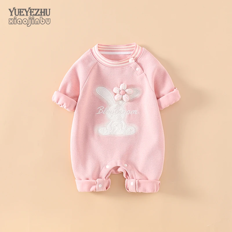 婴儿连体衣春秋女宝宝衣服春装薄款可爱超萌兔子哈衣新生儿外出服