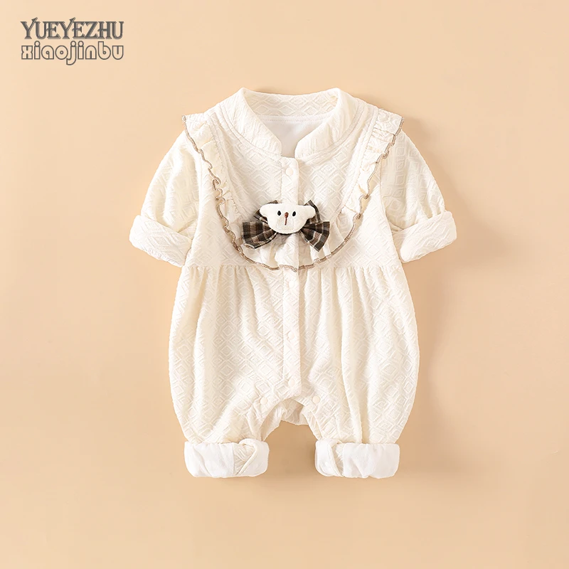 女宝宝秋装连体衣新生婴儿衣服春秋韩版洋气时髦哈衣高档外出满月
