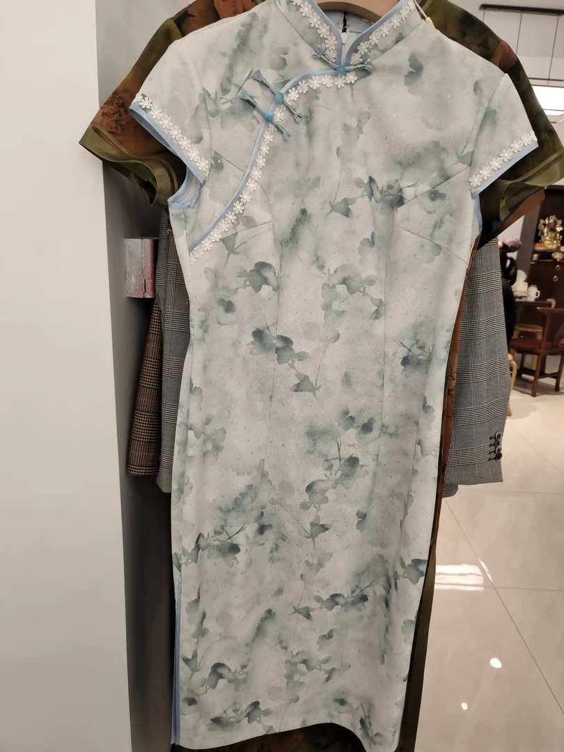 棉布中长单层款旗袍