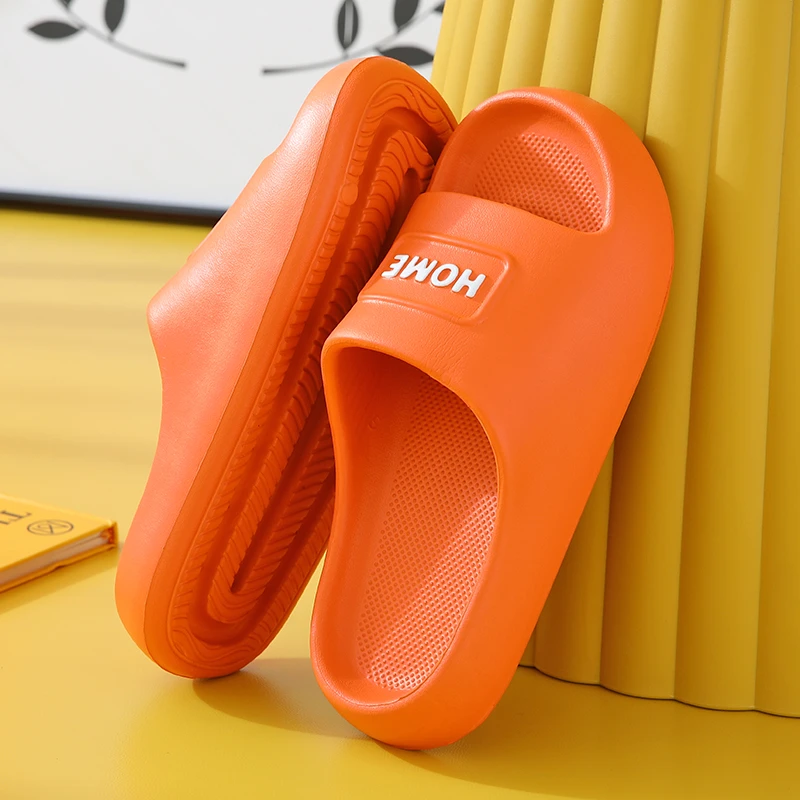 情侣拖鞋女夏室内厚底时尚字母居家浴室凉拖鞋男软底防滑漏水速干