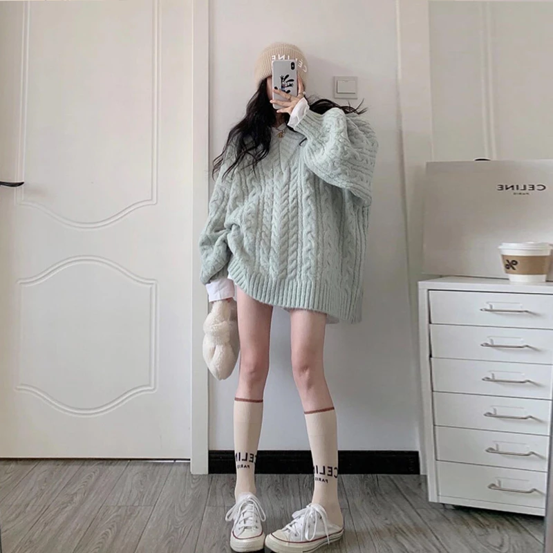 【121-180】编号款大板毛衣宽松慵懒风休闲穿搭粗针针织衫