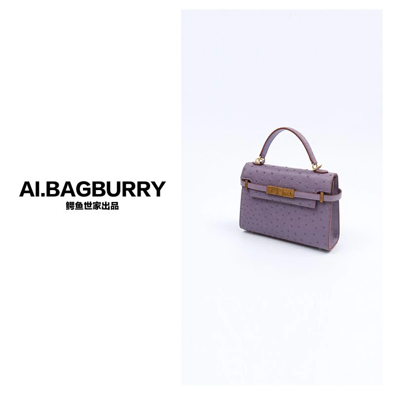 AI.BAGBURRY2024新款女士真皮休闲简约百搭时尚鸵鸟皮斜跨包
