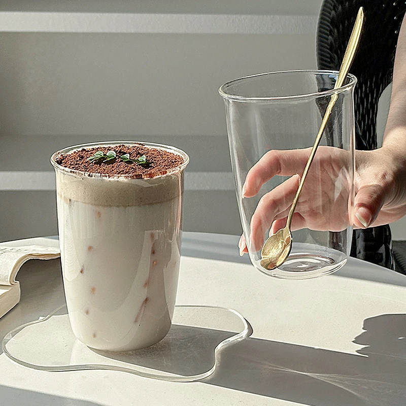 韵器insU型翻口杯高硼硅耐热玻璃杯小众牛奶果汁杯咖啡杯冷饮杯