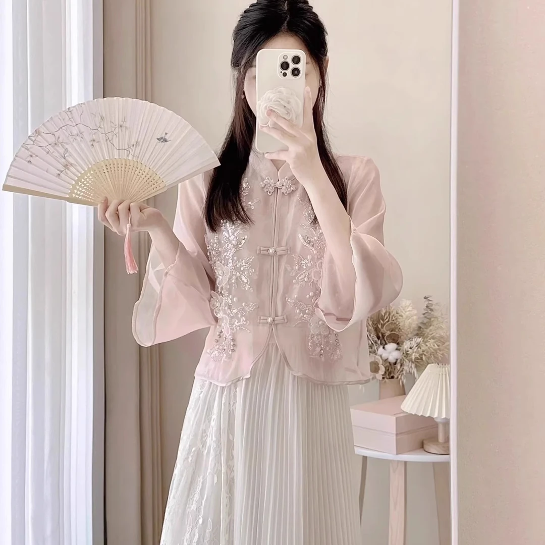 2025新款早春搭配一整套新中式国风女装改良汉服上衣搭配连衣裙女