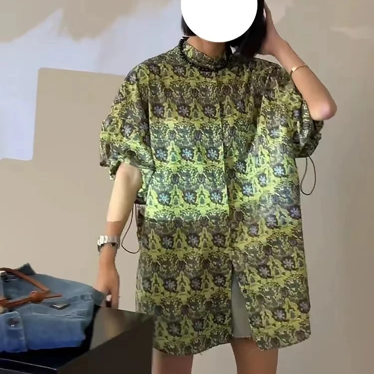 复古港风chic绿色时尚衬衫外套女高级感轻奢2025夏季新款防晒上衣