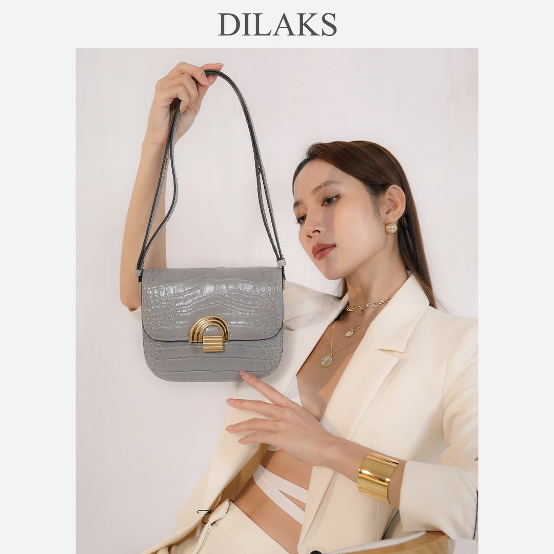 DILAKS迪莱克丝鳄鱼纹豆腐包时尚潮流腋下单肩女包小方包CS0966A1