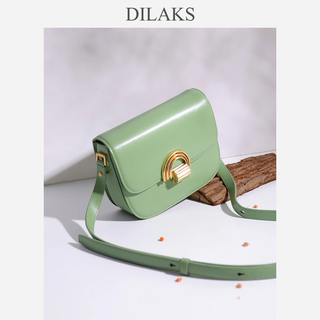 DILAKS/迪莱克丝真皮复古豆腐包小方包高级感单肩斜挎包DS9105B3