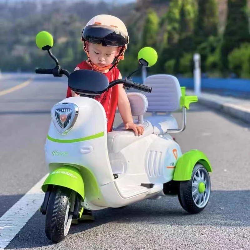 亲子儿童电动摩托车三轮车可坐双人男女宝宝玩具车充电遥控摩托车