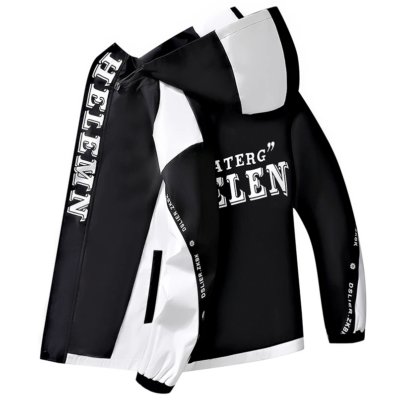 男士外套春秋款休闲夹克青少年学生新款潮男帅气百搭连帽褂子工装