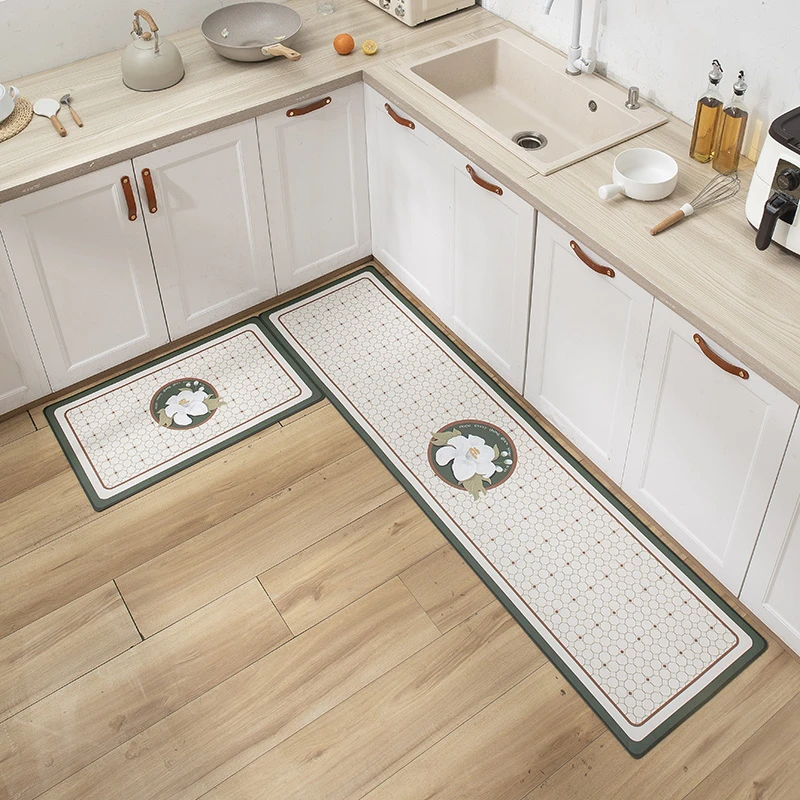 法式复古脚垫地垫防水家用防滑厨房防油长条免洗耐脏垫子皮革PVC